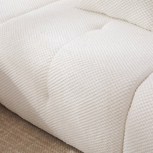 English Elm 104.3" Oversized 4-Piece L-Shaped Tufted Modular Sectional Sofa with Deep Seats, Ottoman & 3 Pillows Ivory W3118S00019