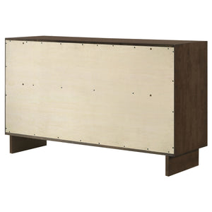 English Elm Hemlock Solid Wood 6-Drawer Dresser Cabinet with Sleek Fingertip Pulls and Spacious Organized Storage Brown B062P378388