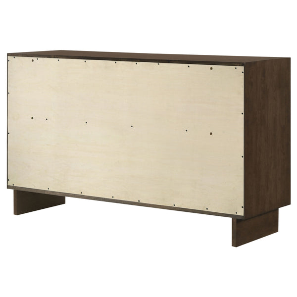 English Elm Hemlock Solid Wood 6-Drawer Dresser Cabinet with Sleek Fingertip Pulls and Spacious Organized Storage Brown B062P378388