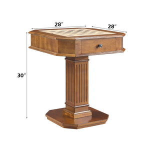 English Elm Galini Walnut Pedestal Game Table with Reversible Chess Checkers Backgammon Tray B2726P269303