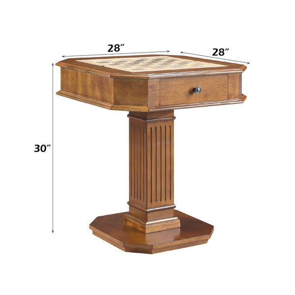 English Elm Galini Walnut Pedestal Game Table with Reversible Chess Checkers Backgammon Tray B2726P269303