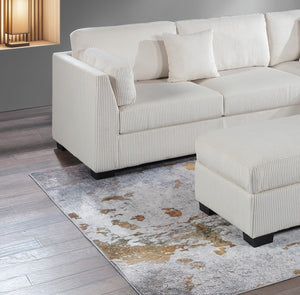 English Elm Contemporary 3-Piece Sectional Sofa Set in Ash Black Corduroy with RAF/LAF Chaise, Tufted Seats, Pillows - Stylish Low-Profile Design Beige 34 L x 26 W x 45 H B011S01768