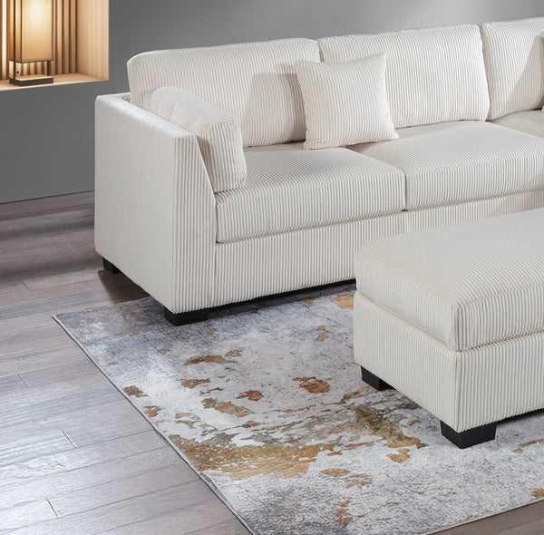 English Elm Contemporary 3-Piece Sectional Sofa Set in Ash Black Corduroy with RAF/LAF Chaise, Tufted Seats, Pillows - Stylish Low-Profile Design Beige 34 L x 26 W x 45 H B011S01768