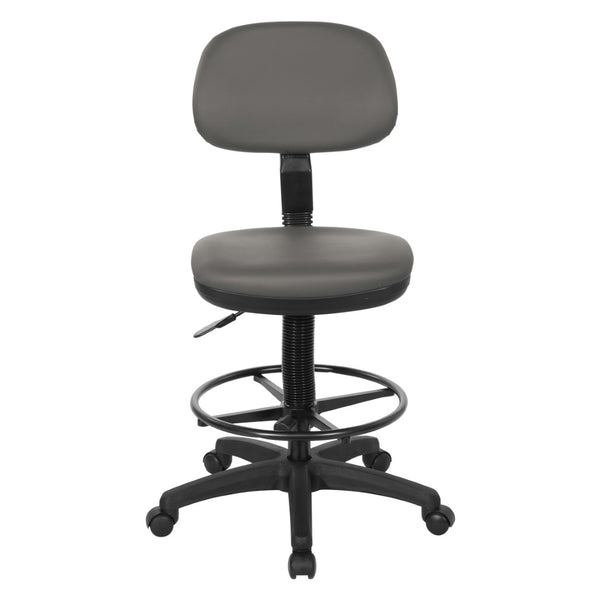 OSP Home Furnishings Sculptured Ergonomic Drafting Chair with Vinyl Upholstery for Studio and Lab Workspaces Dillon Steel DC517V-R112