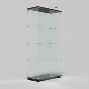 English Elm Tempered Glass Display Cabinet With Multi-Color Led Lights, Lockable Storage, & Adjustable Feet W3155S00001-GIGA