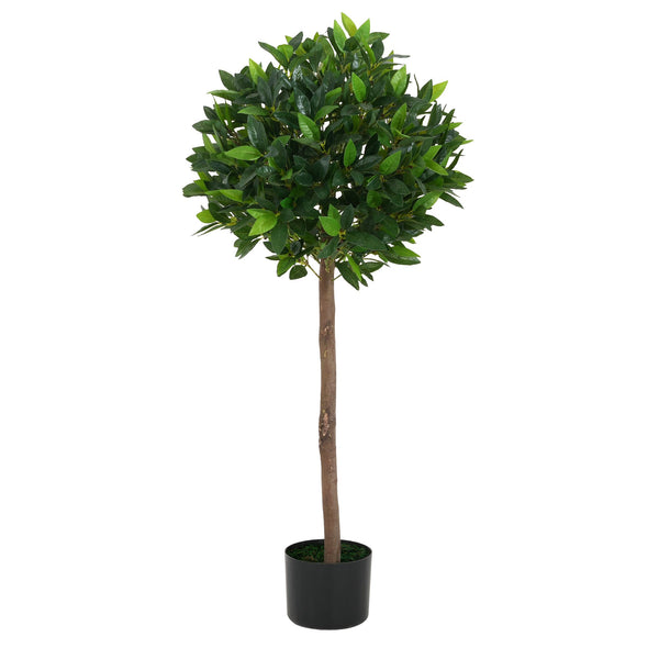 English Elm Christopher Knight Home® - 49" Artificial Topiary Bay Tree Ball Set of 2 in Black Pots — Lifelike Silk Leaves, Pre-Potted, No Assembly N772P286762G