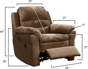English Elm Modern Electric Recliner Chair with USB Charging, 2-Speed Lumbar Massage, Plush Polyester Comfort B347P327587