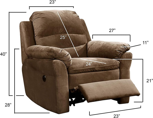 English Elm Modern Electric Recliner Chair with USB Charging, 2-Speed Lumbar Massage, Plush Polyester Comfort B347P327587