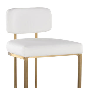 English Elm Fixed-height Barstools Powder Coated Steel Frame Brown Upholstered Seat Set of Two B202P471222