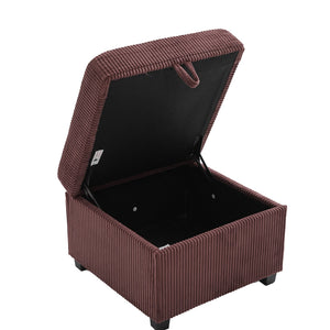 English Elm UNITED Corduroy L-Shaped Sectional Sofa with Storage Ottoman, USB Ports, Cup Holders & LED Lighting WINE RED W1568P332410