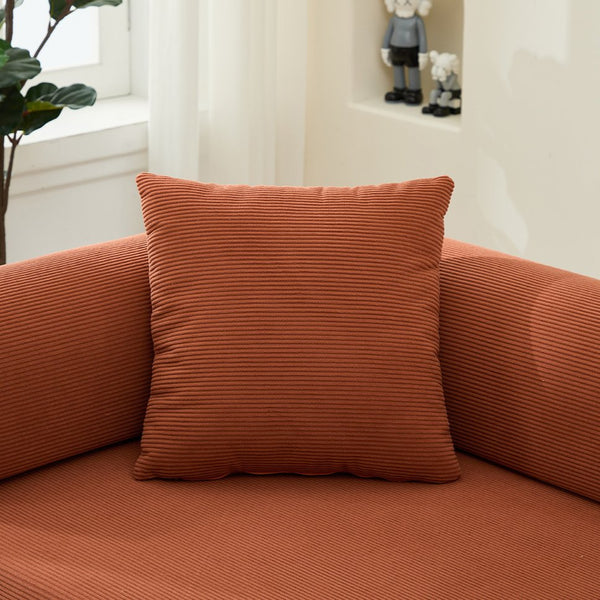 English Elm Folding Sofa Bed Corduroy 3-Seater Convertible Couch Bed with Foam Spring Mattress and Pillows for Living Room Orange W2915P343903