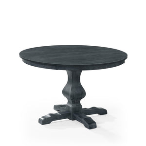 English Elm Round Rubberwood Pedestal Dining Table Wire Brushed Farmhouse Style Seats Four 70935.00TOPGRY_70935.00LEGGRY