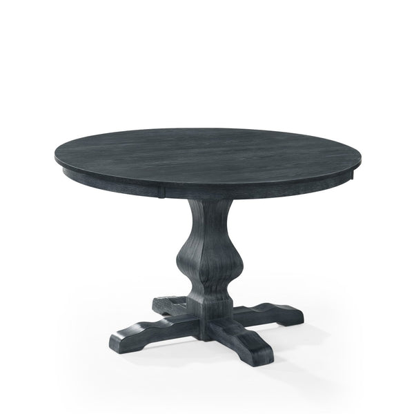 English Elm Round Rubberwood Pedestal Dining Table Wire Brushed Farmhouse Style Seats Four 70935.00TOPGRY_70935.00LEGGRY