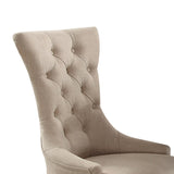 Beige Tufted Side Chairs (Set of 2) with Modern Espresso Legs