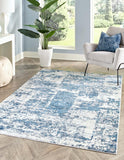 Unique Loom Finsbury Elizabeth Machine Made Abstract Rug Blue, Ivory/Gray/Light Blue 9' 0" x 12' 2"