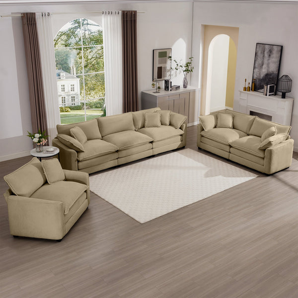 English Elm 3 Piece Sectional Sofa - Luxurious Tan Corduroy Modular Design For Comfort & Style In Any Space W714S00787