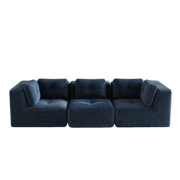 English Elm Modern Corduroy Sectional Sofa Tufted Modular Deep Seat Living Room Couch Blue W714S01801