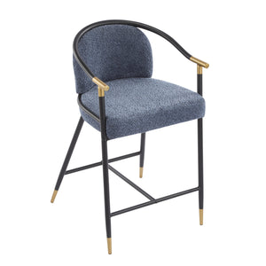 English Elm Christopher Knight Home® - 26" Upholstered Counter Stool Set of 2 with Bouclé Fabric and Iron Frame, Contemporary Comfort and Style Gold+Black,Navy Blue N771P288863U