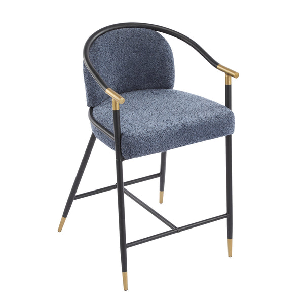 English Elm Christopher Knight Home® - 26" Upholstered Counter Stool Set of 2 with Bouclé Fabric and Iron Frame, Contemporary Comfort and Style Gold+Black,Navy Blue N771P288863U
