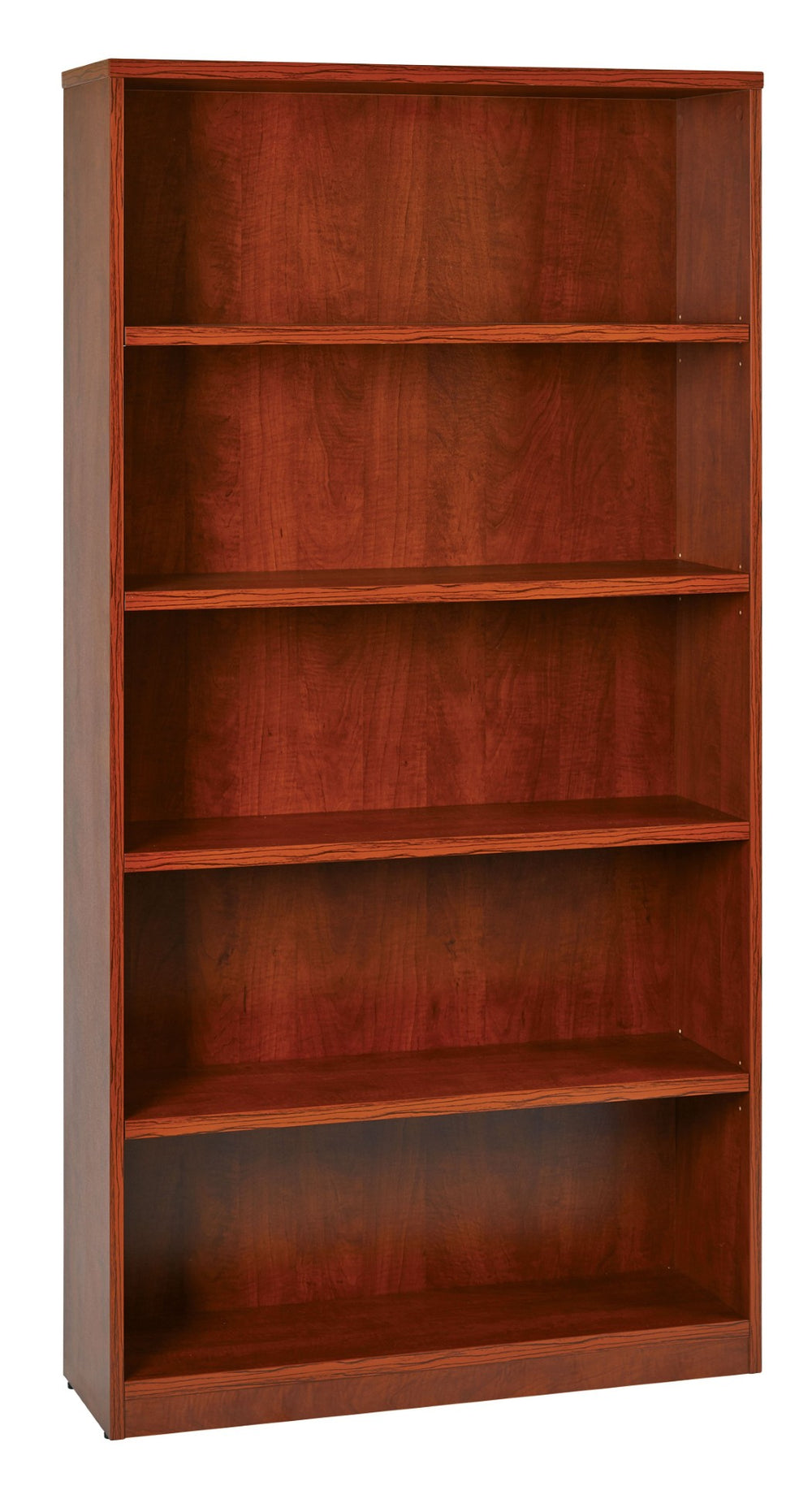 OSP Home Furnishings 36wx12dx72h Five Shelf Laminate Bookcase with Adjustable Shelves for Office or Home Library Cherry LBC361272-CHY