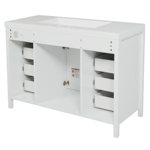 English Elm Christopher Knight Home® - 48" Bathroom Vanity with Sink Combo | 2 Doors 8 Soft-Close Drawers, Resin Top, Pine Legs White N759S337621K