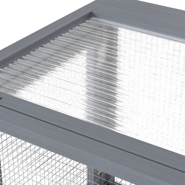 English Elm Folding Rabbit Hutch Fir Wood Galvanized Mesh Outdoor Enclosure with Secure Access W2181P363010