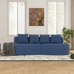 English Elm Modern Half Moon Chenille Sectional Three Seat Curved Sofa for Living Room or Apartment Navy W395P435340