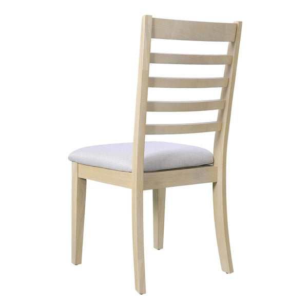 English Elm Farmhouse Ladder Back Dining Chairs Rubberwood Frame Upholstered Seat Set of 2 Natural+Beige N752P272063N