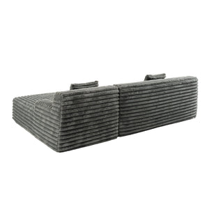 English Elm 110" Cloud Sectional Sofa Upholstered with Ultra-Soft Faux Rabbit Fur, Modular L-Shape Comfort and Easy Care Dark Gray N719S001820R