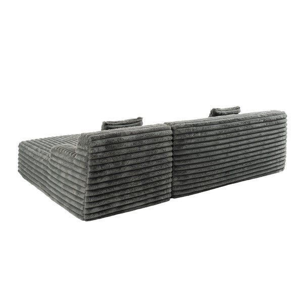 English Elm 110" Cloud Sectional Sofa Upholstered with Ultra-Soft Faux Rabbit Fur, Modular L-Shape Comfort and Easy Care Dark Gray N719S001820R