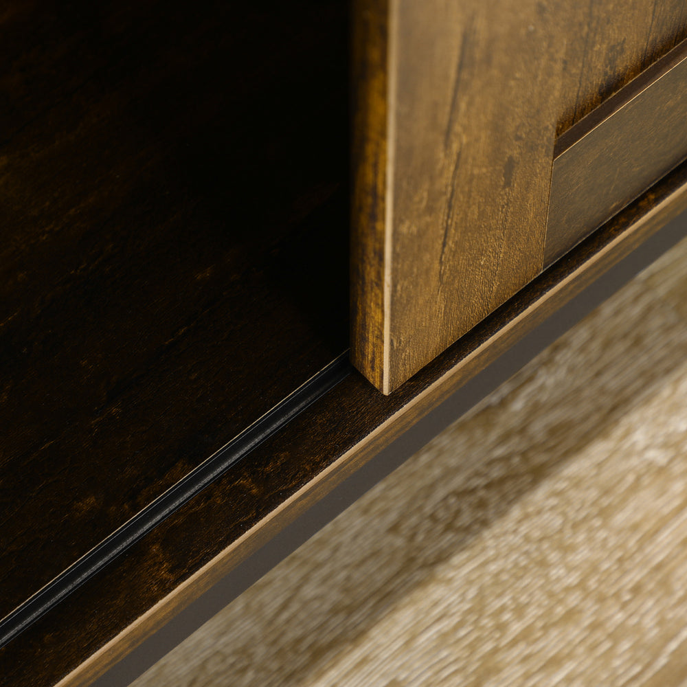 English Elm Homcom Farmhouse Buffet Cabinet With Sliding Barn Door, Adjustable Shelf & Rustic Metal Frame Storage W2225P217393