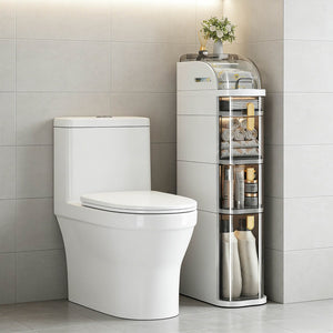 English Elm Bathroom Rolling Storage Cabinet Five Open Tiers Slim Fit for Tight Spaces W3101P417717