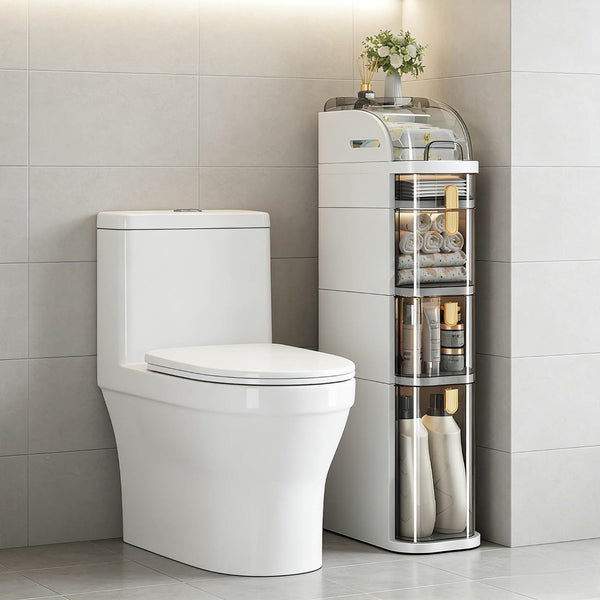 English Elm Bathroom Rolling Storage Cabinet Five Open Tiers Slim Fit for Tight Spaces W3101P417717