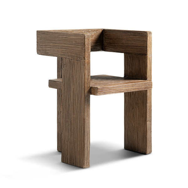 English Elm Avenel Reclaimed Elm Sculptural Accent Chair Wabi-sabi Solid Wood Architectural Statement Brown B2719P474444