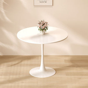 English Elm Modern Round Dining Table White 31.5" – Sturdy MDF Top with Metal Base, Easy-Clean, Compact Style W2641P192315