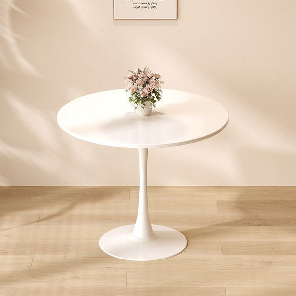 English Elm Modern Round Dining Table White 31.5" – Sturdy MDF Top with Metal Base, Easy-Clean, Compact Style W2641P192315