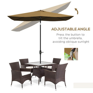English Elm Outsunny 6.5' X 10' Rectangular Market Umbrella - Stylish Patio Shade With Crank, Tilt & Uv Protection W2225P200819-GIGA