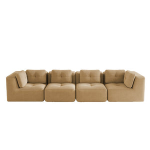 English Elm Modern Corduroy Tufted Modular Sectional with Deep Seating and Anti-slip Base Camel W714S01786