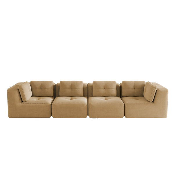 English Elm Modern Corduroy Tufted Modular Sectional with Deep Seating and Anti-slip Base Camel W714S01786