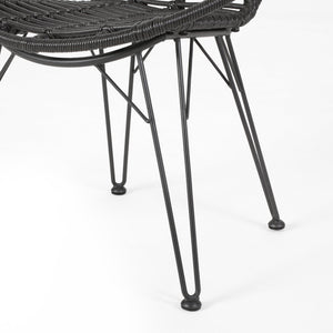 English Elm Christopher Knight Home® - HIGHLAND Grey Rattan Dining Chair with Metal Frame — Cozy Basket Seat, Angled Minimalist Design SEAT65484.00GRY