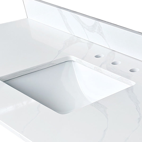 English Elm 61-inch Carrara Quartz Vanity Top Undermount Sink Backsplash Stain Resistant Bath W2699P459410