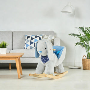 English Elm Llama Plush Rocking Toy for Toddlers with Wooden Rails Padded Seat and Grip Handle T3971P442716