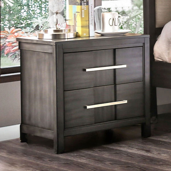 English Elm Transitional Rustic Two-Drawer Nightstand with Ample Storage, Solid Wooden Build and Easy Assembly Gray 27 L x 19 W x 28 H B2741P323130