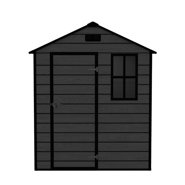 English Elm Campcraft Resin Storage Shed 6x6 Ft Polypropylene Waterproof Outdoor Wood Grain W1598S00029