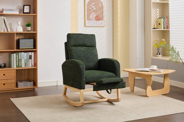 English Elm Modern Upholstered Rocking Chair - Comfy Nursery Glider With Solid Wood Legs & Side Pocket Design W2725P276944