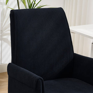English Elm Mid-back Ergonomic Office Chair Striped Fabric Memory Foam Gold Base Home Study W2311P282366