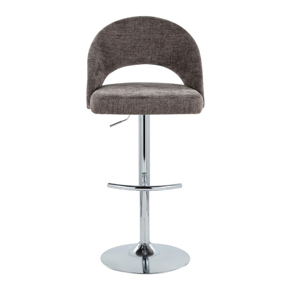 English Elm Adjustable Swivel Barstools Set of 2 Fabric Seat Black Metal Base Kitchen Counter Dark Grey B202S02006