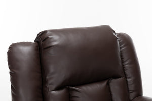 English Elm Electric Power Massage Recliner with Heating & USB Charging, PU Leather, Extra-Dense Cushion Comfort Dark Brown B205S00068