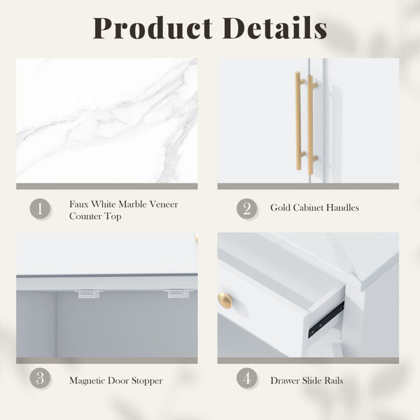 English Elm Topmax Freestanding Modern Kitchen Pantry Cabinet With Adjustable Shelves & Drawer N717P221574K-GIGA