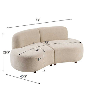 English Elm Cozelle Two Piece Boucle Sectional Sofa Curved Modular Cloud Seating for Living Room N773IS00093B